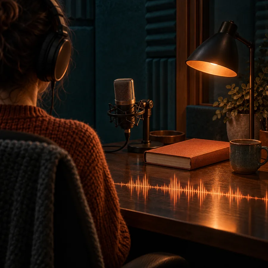 Audiobook setup for calm story narration