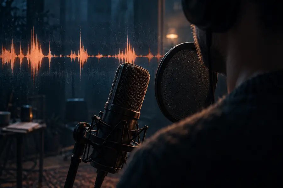 Unedited voice recording with uneven waveform and background noise