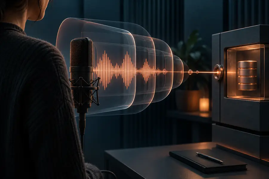 Illustration representing generated speech from a cloned voice