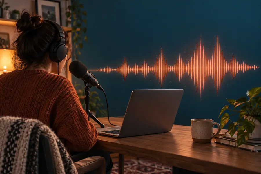 Illustration representing a browser-based voice generation result